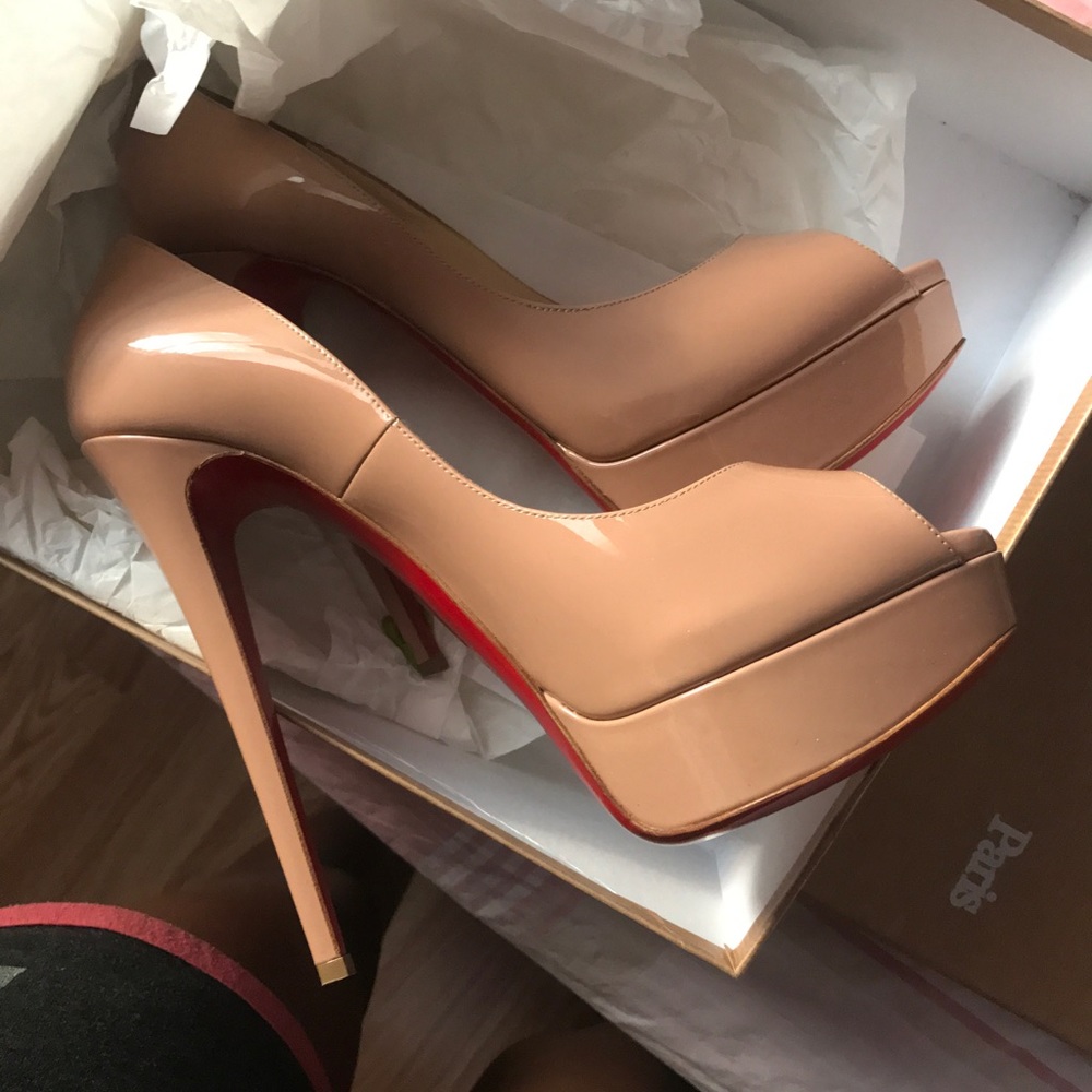 Christian Louboutin Lady Peep Toe Tan Size 41