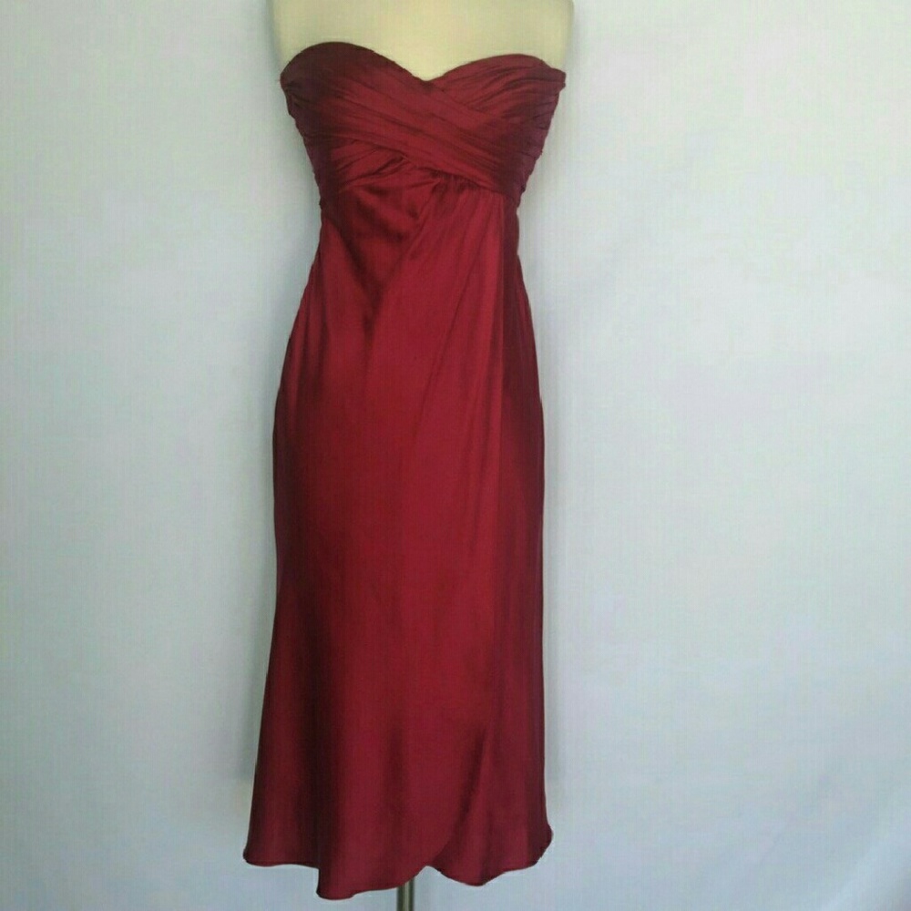 Banana Republic 100% silk strapless midi dress