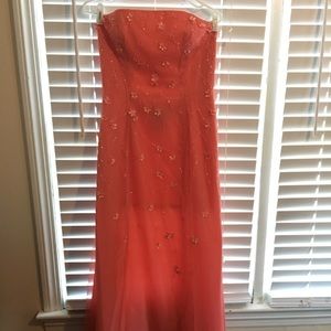 Coral pink prom dress