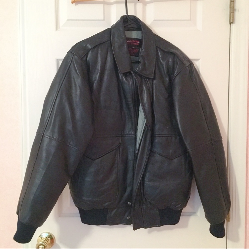 Black Leather Bomber Jacket