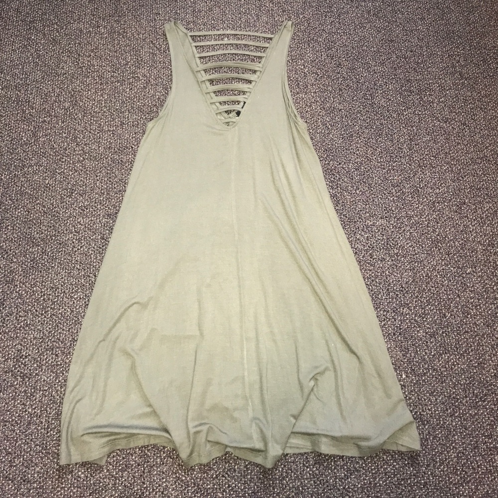 Army green flow dress