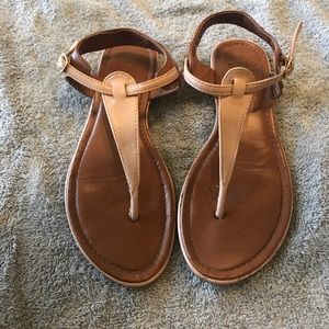 Brown and tan sandals