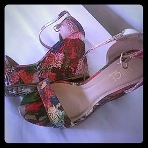 Wedge peek toe shoes