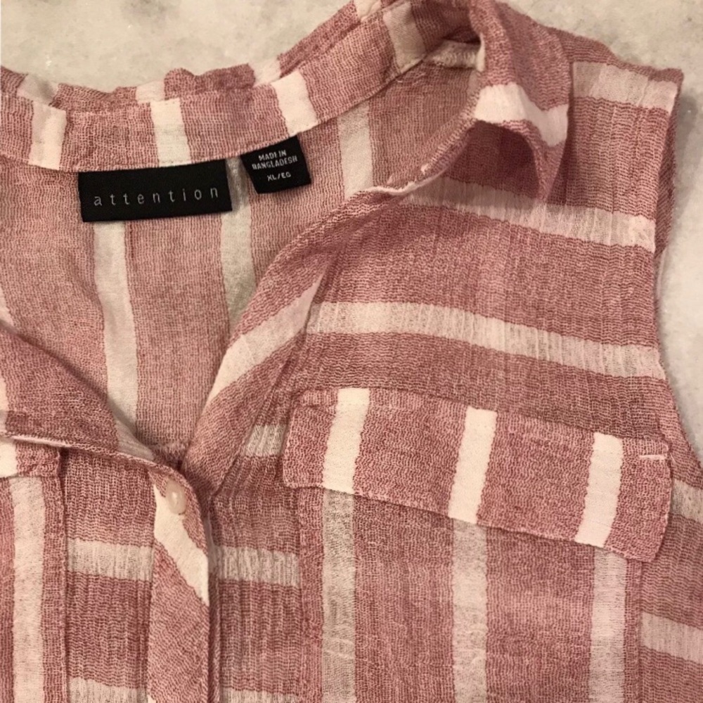Striped Buttoned Hi-Low semi sheer