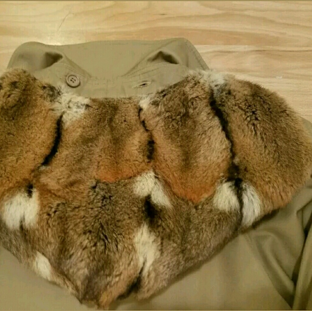 Khaki Jacket Trench Hamster Fur Lined Rain Coat