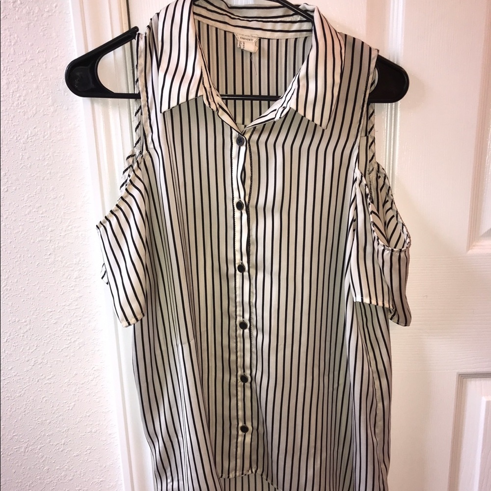 Forever 21 Black & White Open Shoulder Top