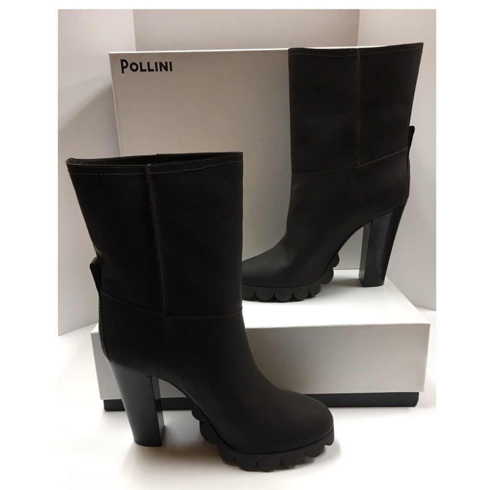 Brand New Pollini Brown Leather Booties