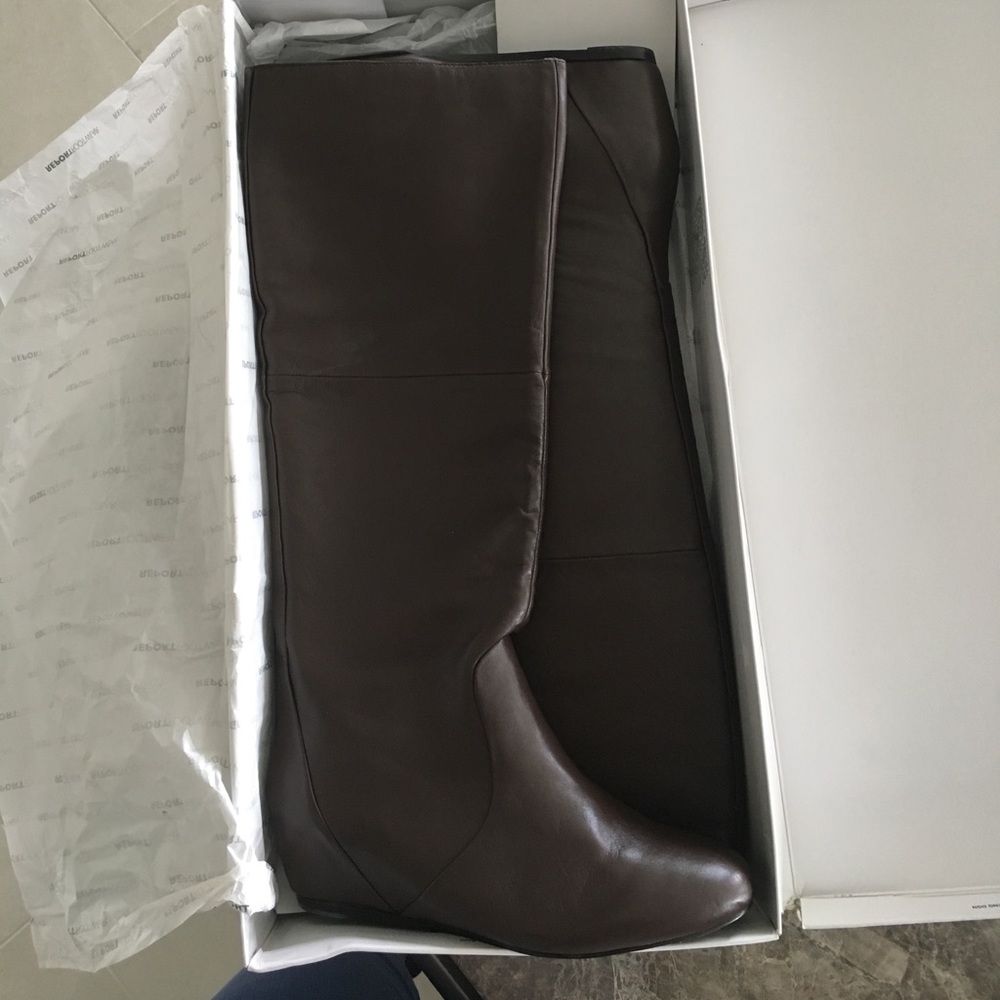 Report leather knee high boots