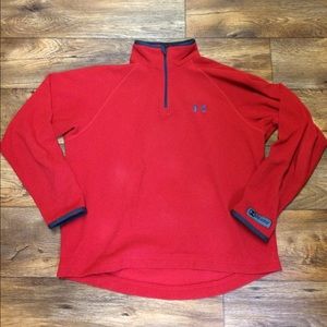 Under Armour Solid Red Fleece Pullover Sz Small