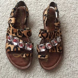 Sam Edelman Leopard Jeweled Sandals