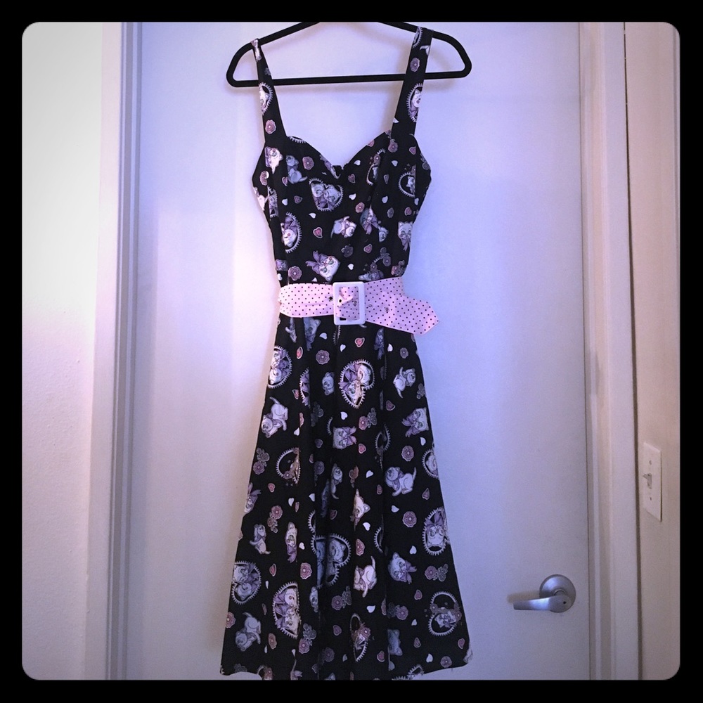Hell Bunny Kitty Print Retro Swing Dress