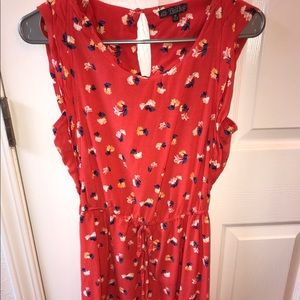 Red Flower Patterned Dress