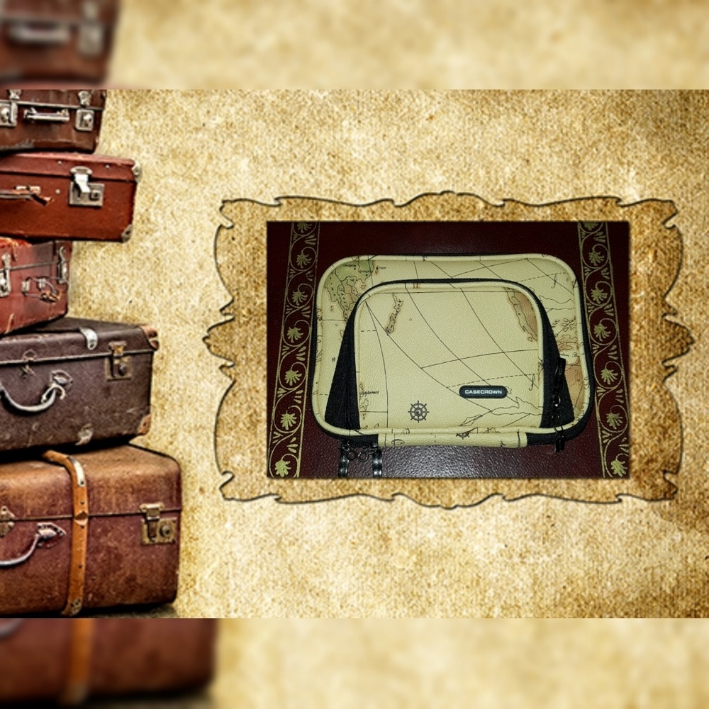 Case crown Tablet Case, Tan, Map design