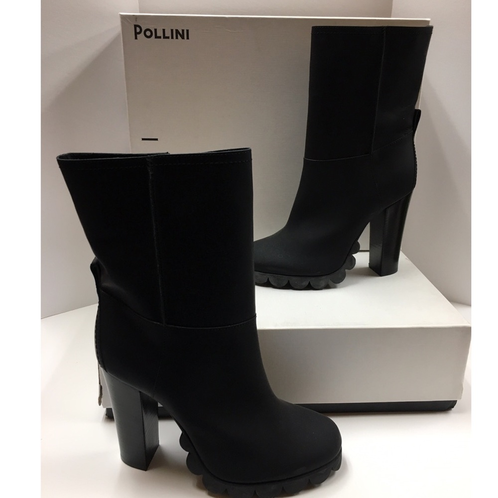 Brand New Pollini Black Leather Booties