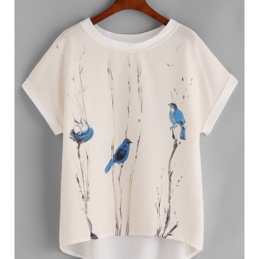 Blue Bird Chiffon Dip Hem