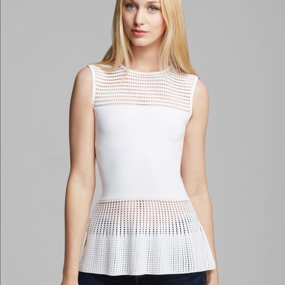 Torn By Ronny Kobo Aurelie Open Stitch Peplum top - Picture 1 of 8