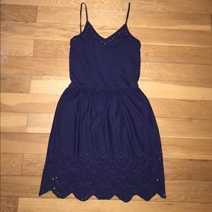 Navy spaghetti strap just above knee length dress