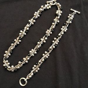 Sterling silver and onyx necklace and bracelet