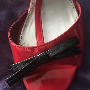 Red sling back shoes