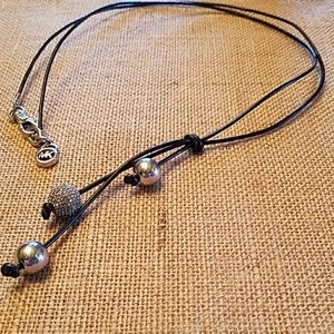 Michael Kors Leather Crystal Bead Necklace EUC