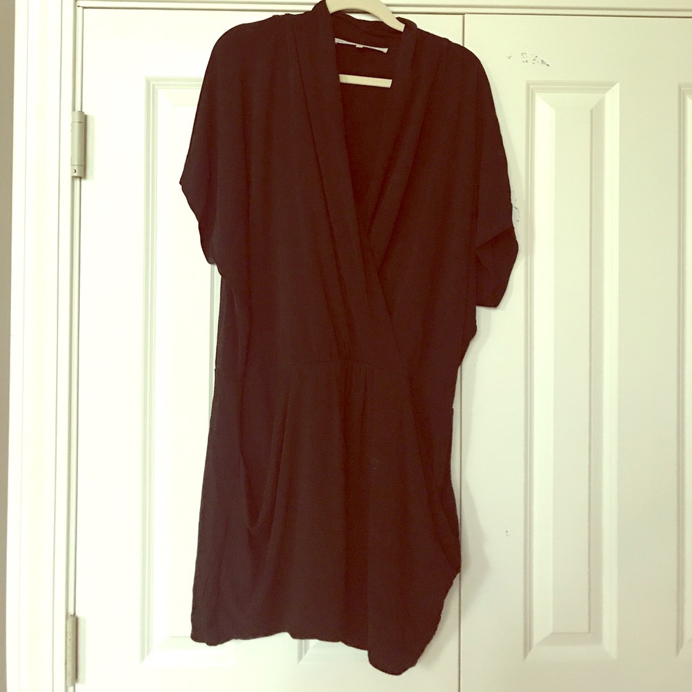 Short black Crossover open front black dress