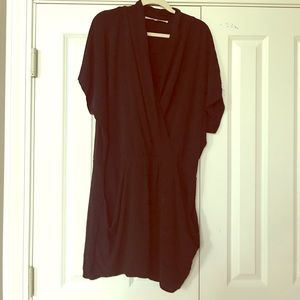 Short black Crossover open front black dress