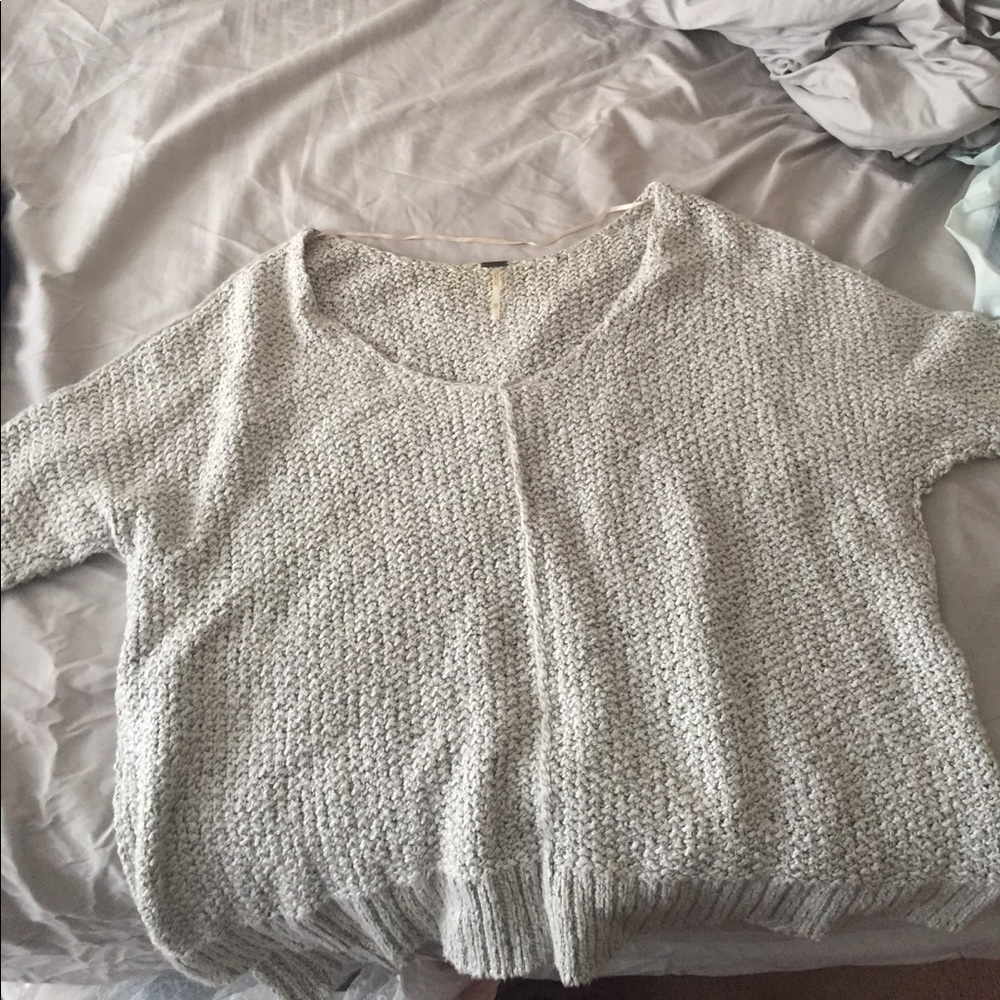 Free People knit off shoulder top (XS, light grey)