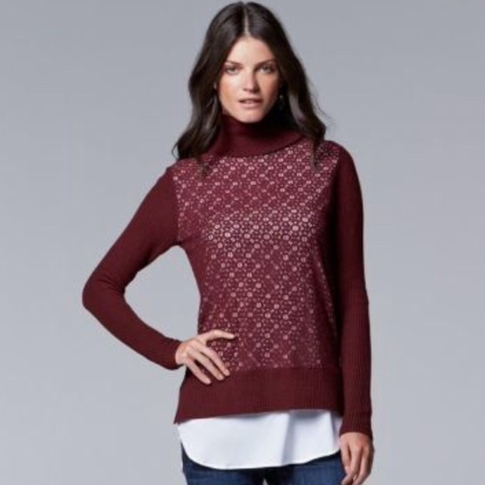 Simply Vera Vera Wang layered sweater size xs