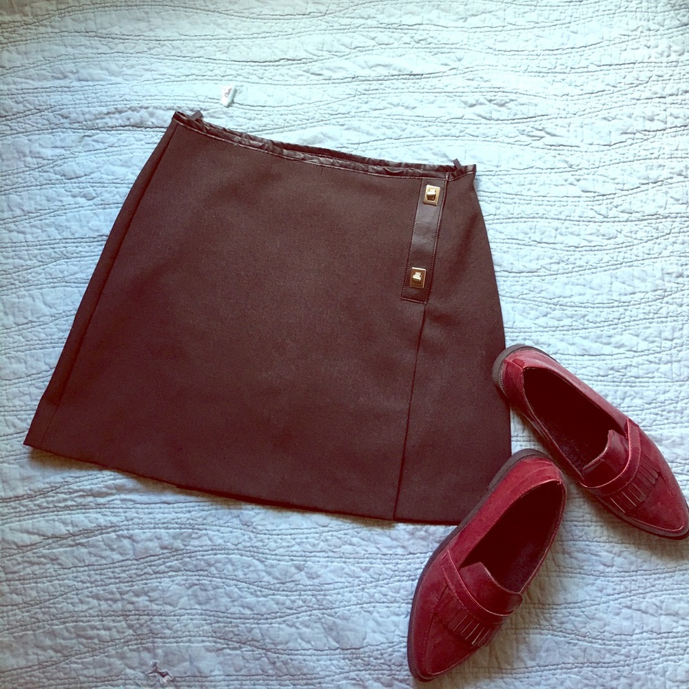 Charcoal Wrap Mini Skirt