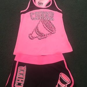 Justice Cheer tank and shorts outfit