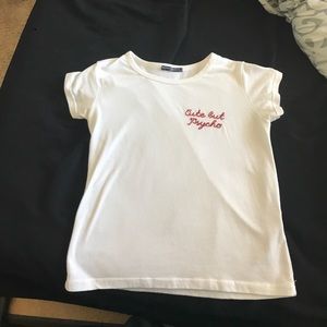 White brand Melville shirt with red embroidery
