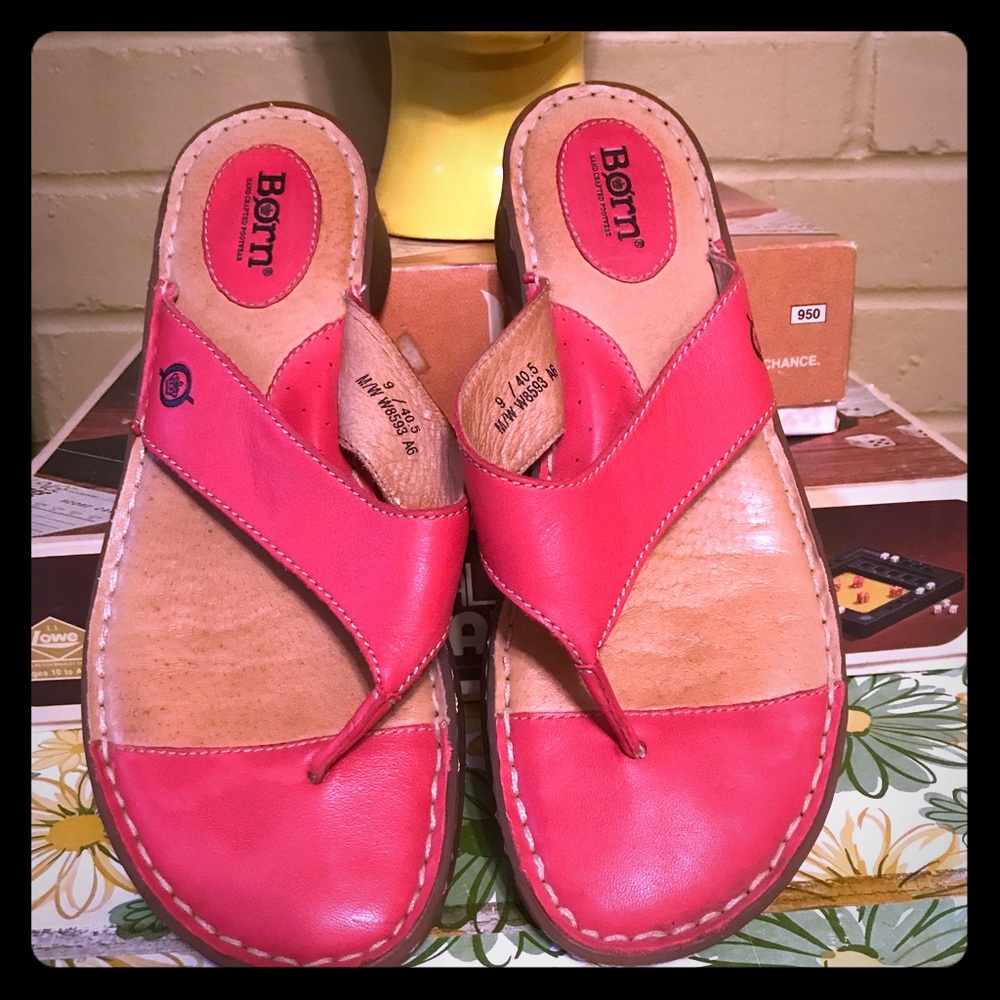 Born Red Leather Thong Sandals