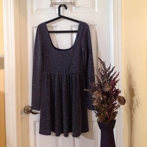FREE PEOPLE Navy Sparkly Silver Babydoll Dress