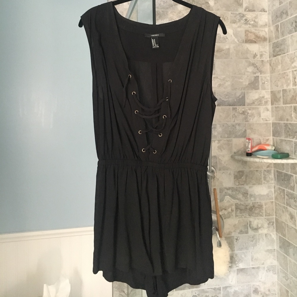 Black lace up F21 Romper