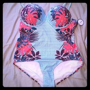 Teal floral swimsuitsforall one piece