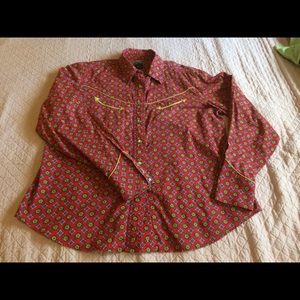 CowGirl Blouse Floral pearls snaps