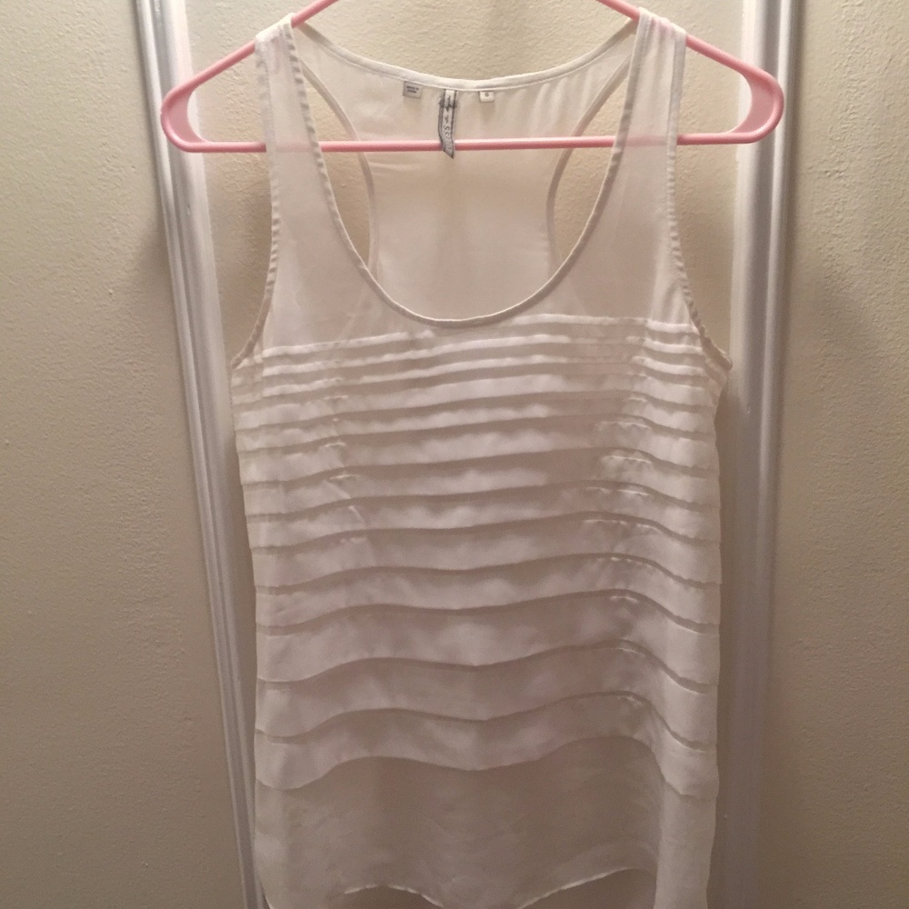 GUESS White Racerback Sheer Top - Size Small EUC