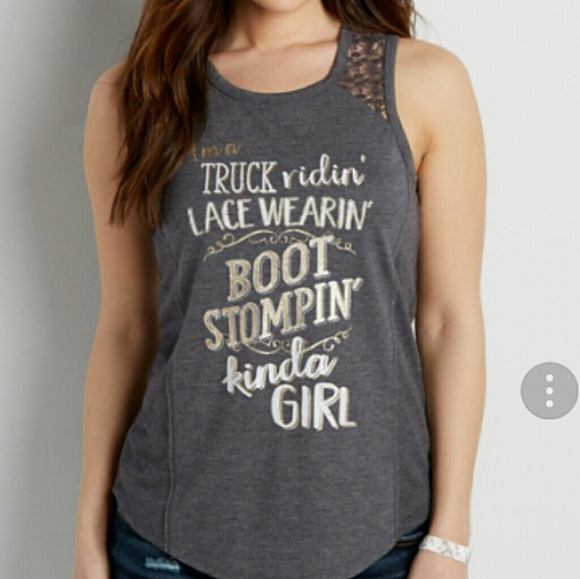Maurices Tops - Maurices Gray Boot Stompin' Crochet Tank