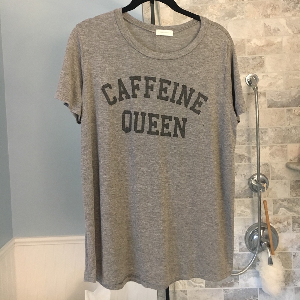 "Caffeine Queen" Grey jersey knit T-shirt
