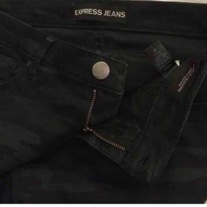 Navy Chamo print denim