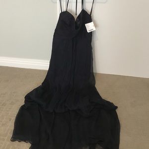 Amsale long chiffon navy dress