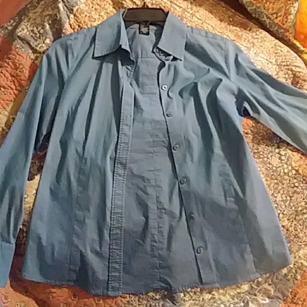 Blue button down ladies top