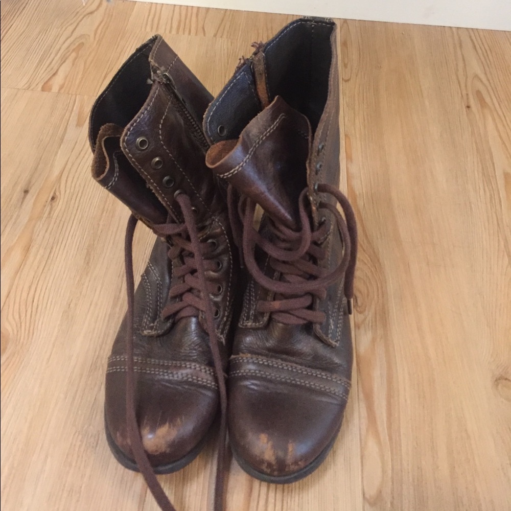 Brown combat boots