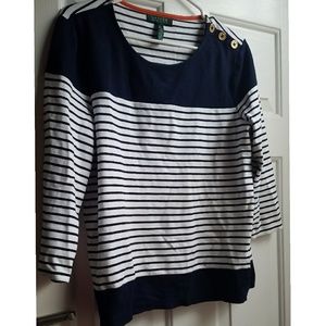 RALPH LAUREN/Striped top/Quarter Sleeves