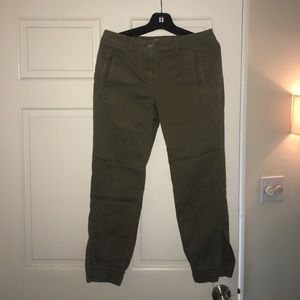 Olive drab elastic cuff pants