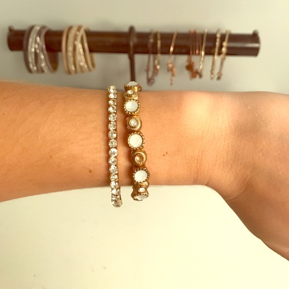Gold white stone bracelet set - Picture 1 of 3