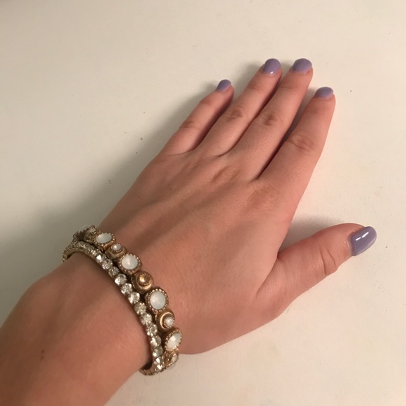 Gold white stone bracelet set - Picture 2 of 3