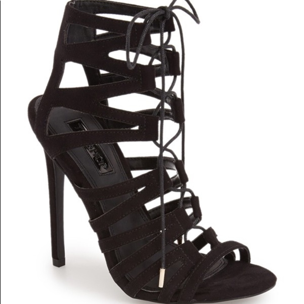 Black lace up heels