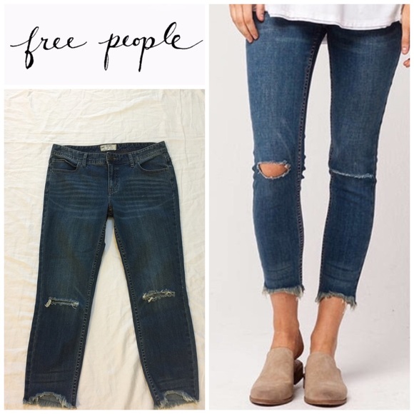 distressed raw hem jeans