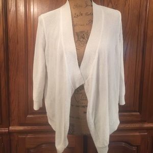 Loft White Linen Blend Flyaway Cardigan